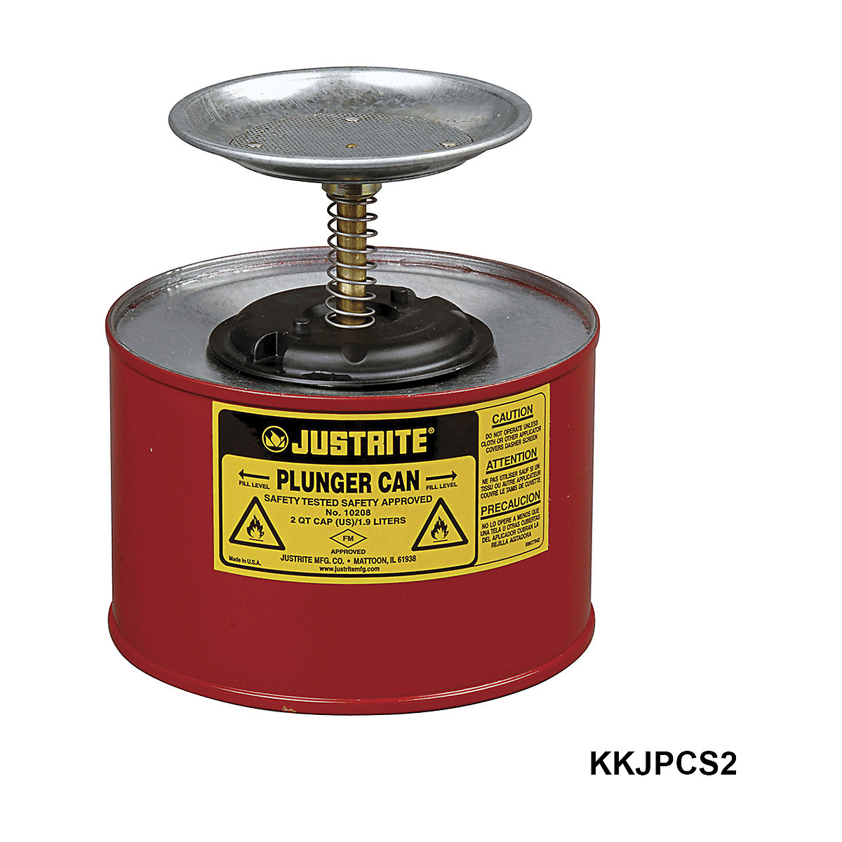 Justrite Solvent Plunger Cans Steel, Justrite Solvent Plunger Cans Steel, Justrite Solvent Plunger Cans Steel | 2 Litre-0
