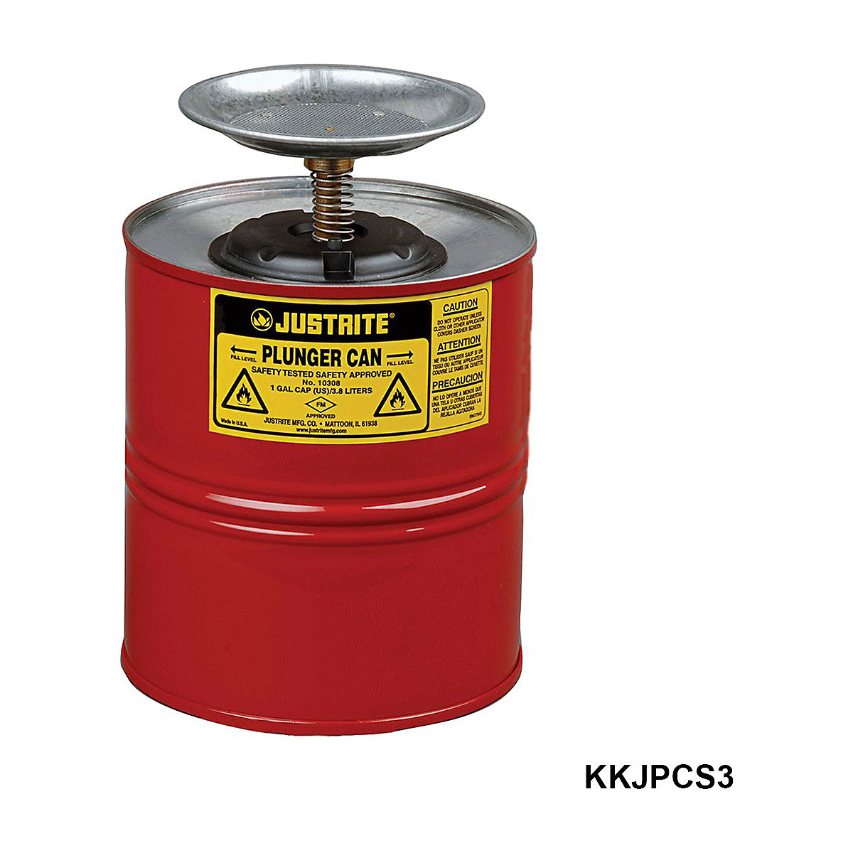 Justrite Solvent Plunger Cans Steel, Justrite Solvent Plunger Cans Steel, Justrite Solvent Plunger Cans Steel | 4 Litre-3