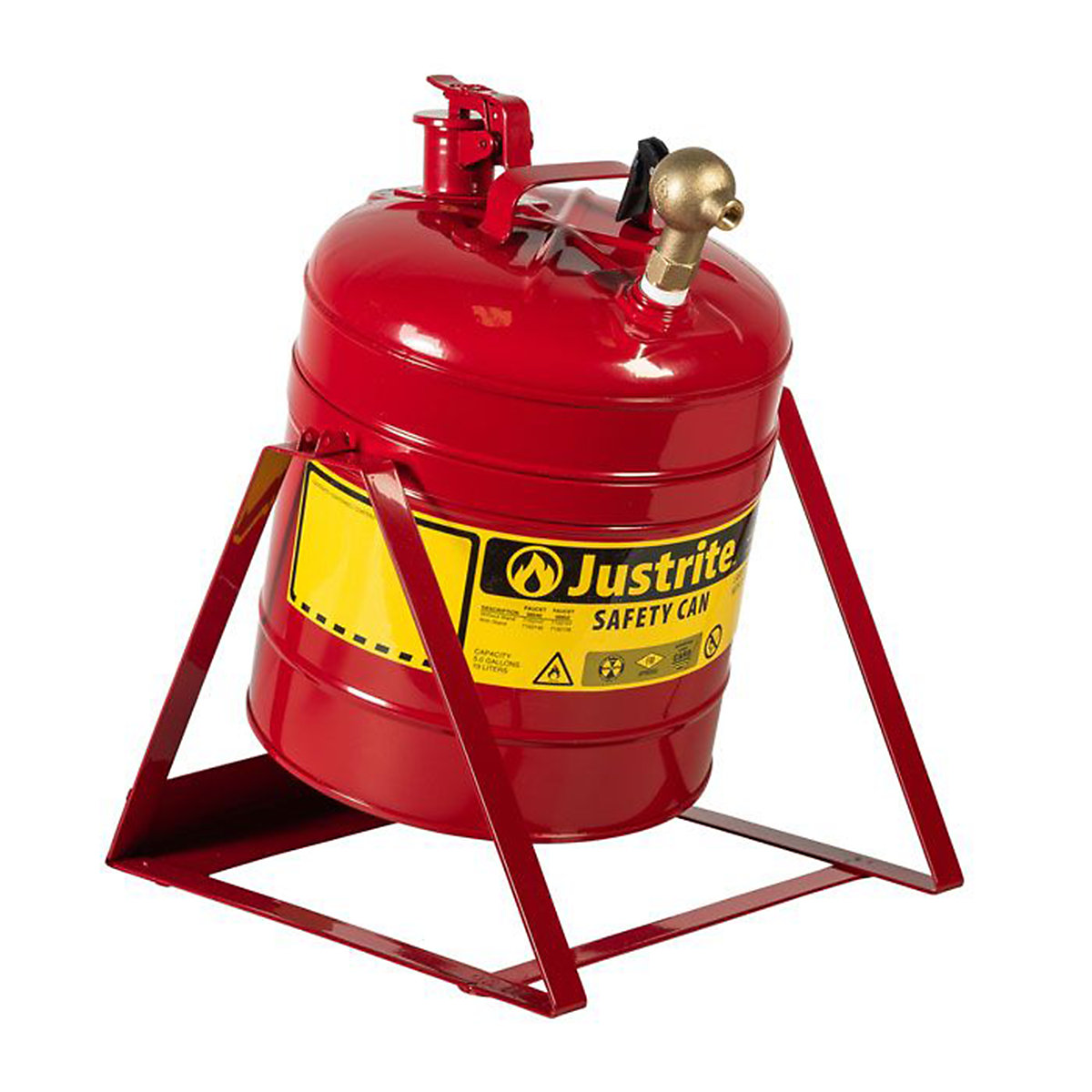 Justrite Steel-Tilt Can, Justrite Steel-Tilt Can, Justrite Steel-Tilt Cans | 19L Capacity | 29.8h x 400l x 400w mm | With Faucet 08540 | Red-0