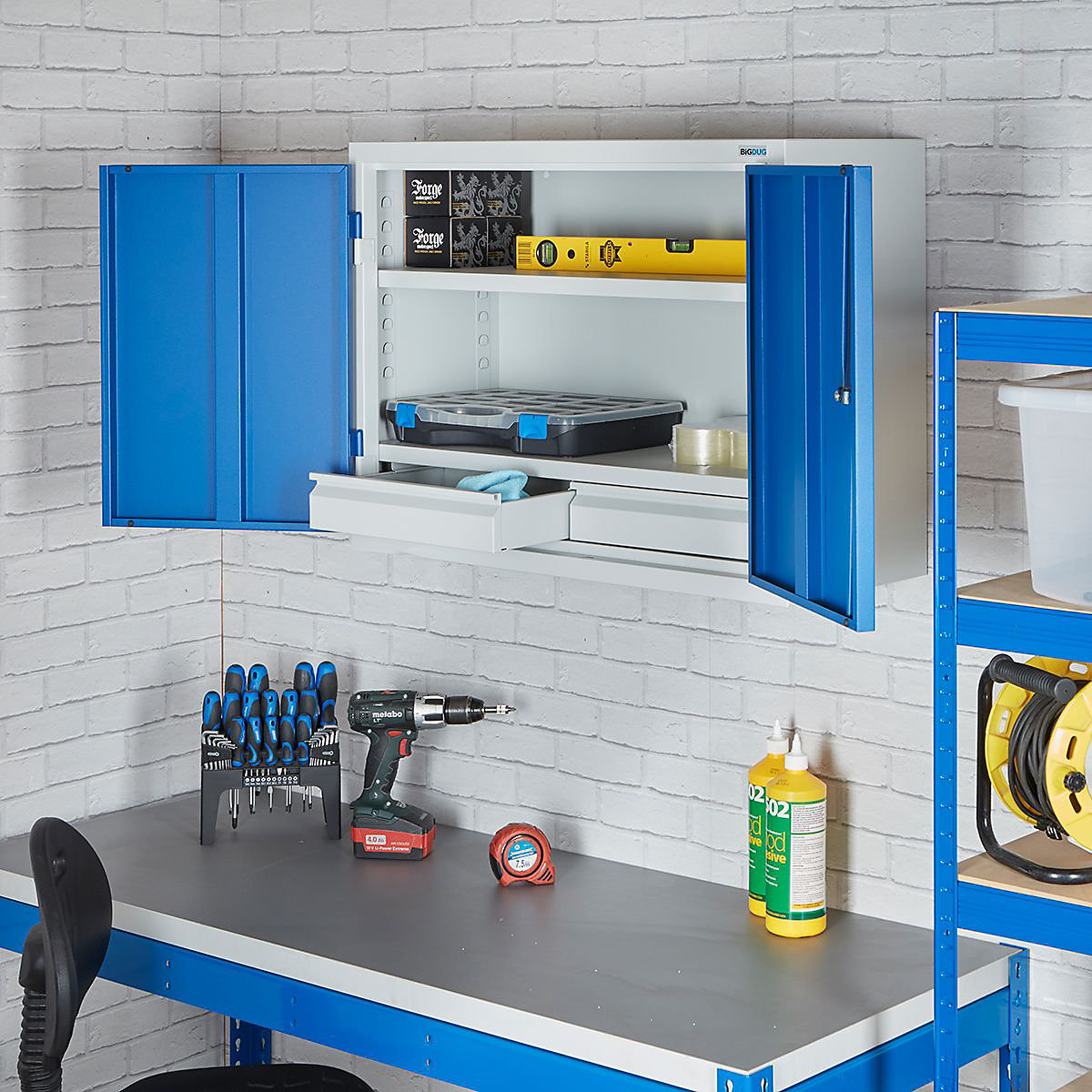 BiGDUG Essentials Wall Mounted Steel Cabinets