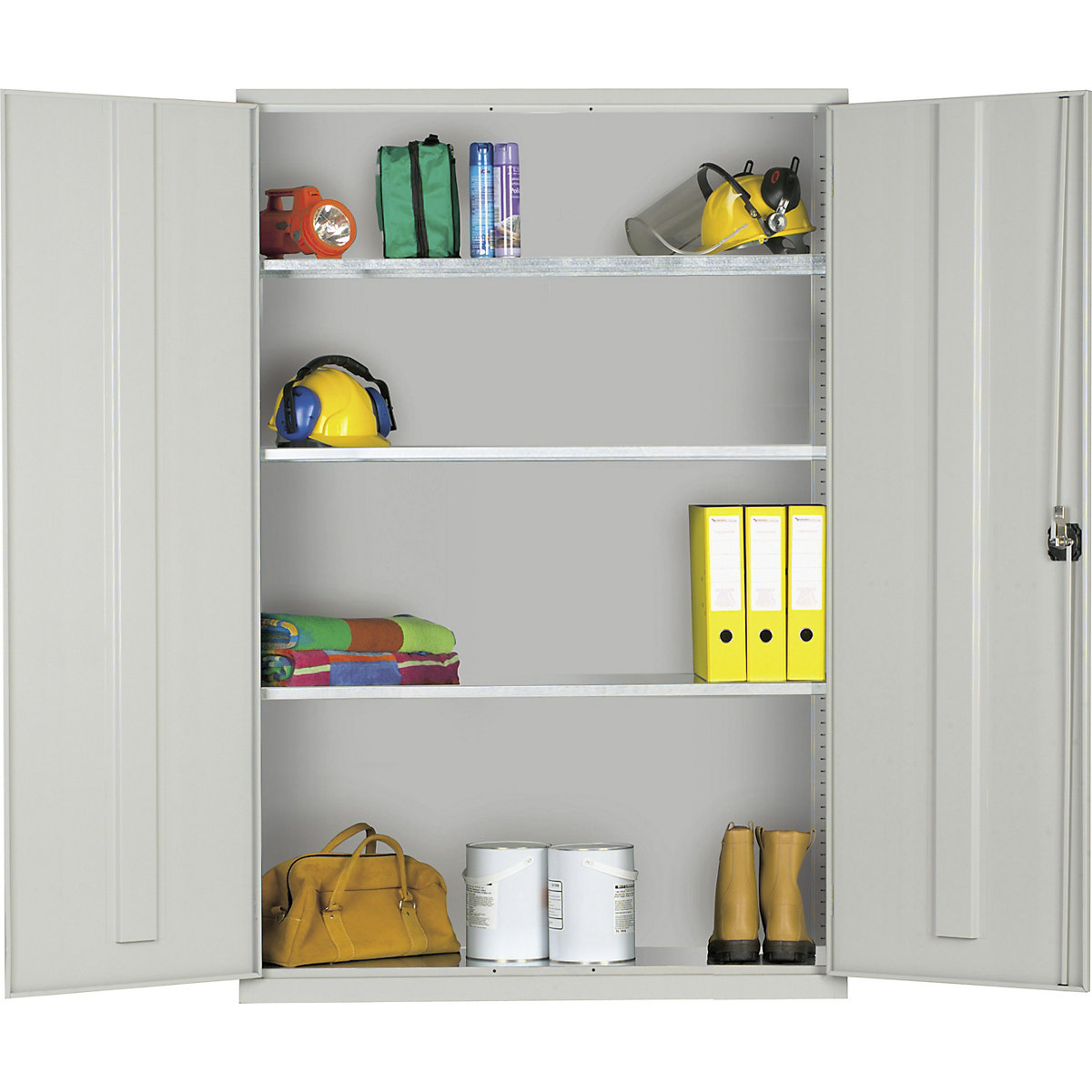 BiGDUG Extra Wide Metal Cupboards, BiGDUG Extra Wide Metal Cupboards, BiGDUG Extra Wide Metal Cupboard | 3 Full Shelves | 1830h x 1220w x 457d mm | Light Grey Doors-3