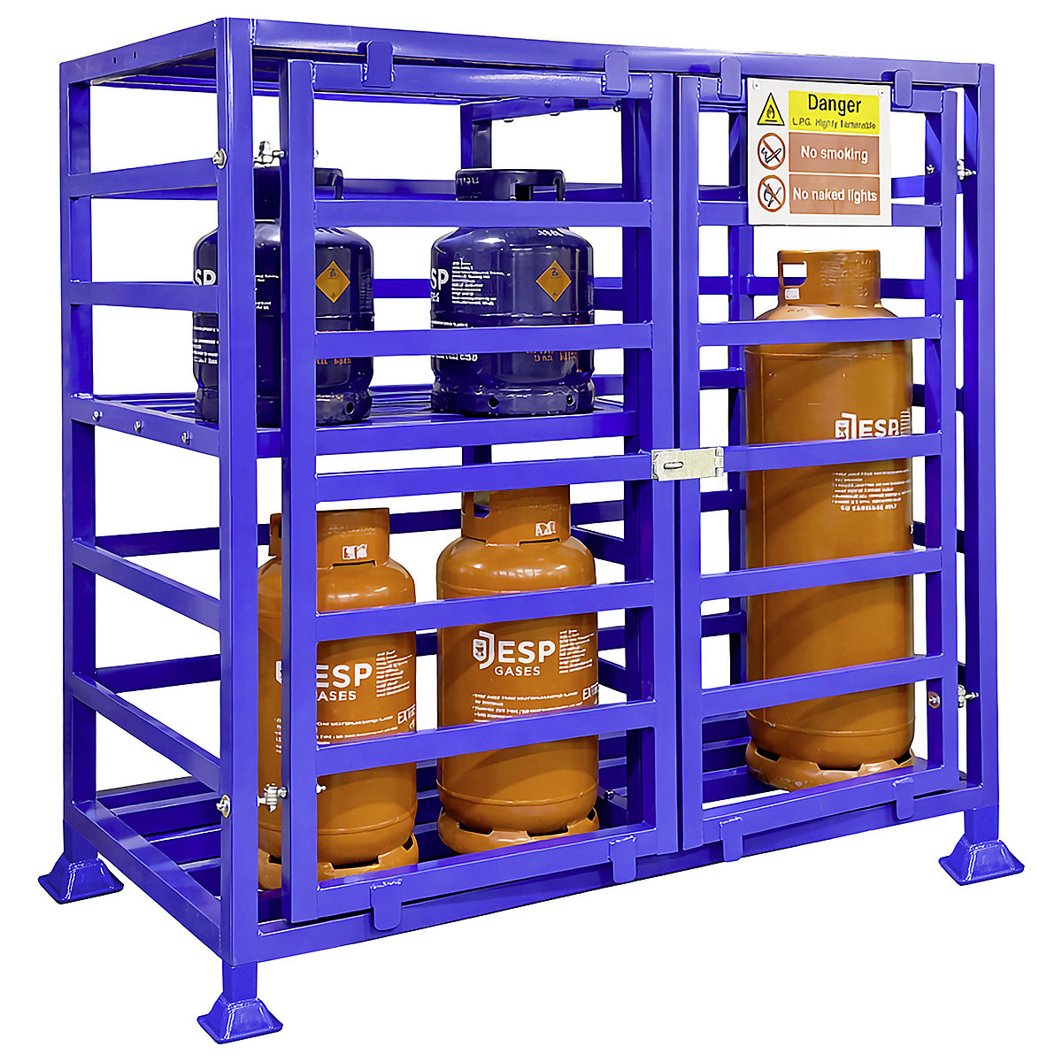 Gas Cylinder Cages, Gas Cylinder Cages, Gas Cylinder Cage | 1820h x 1820w x 980mm | With Shelf & Divider | Blue-6