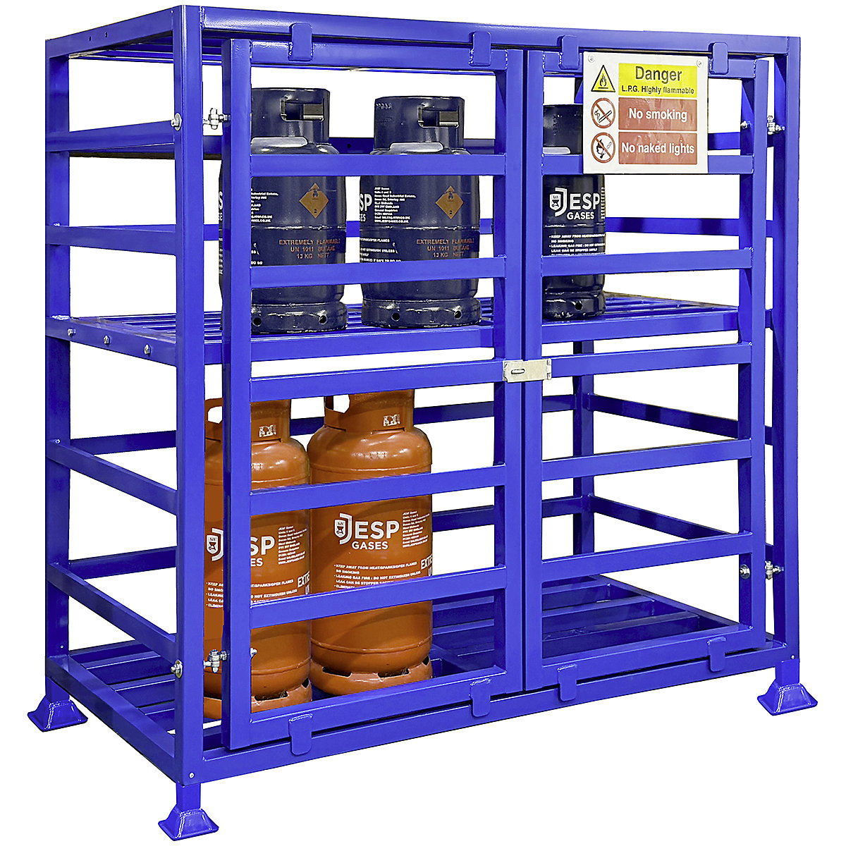 Gas Cylinder Cages, Gas Cylinder Cages, Gas Cylinder Cage | 1820h x 1820w x 980mm | With Shelf | Blue-4