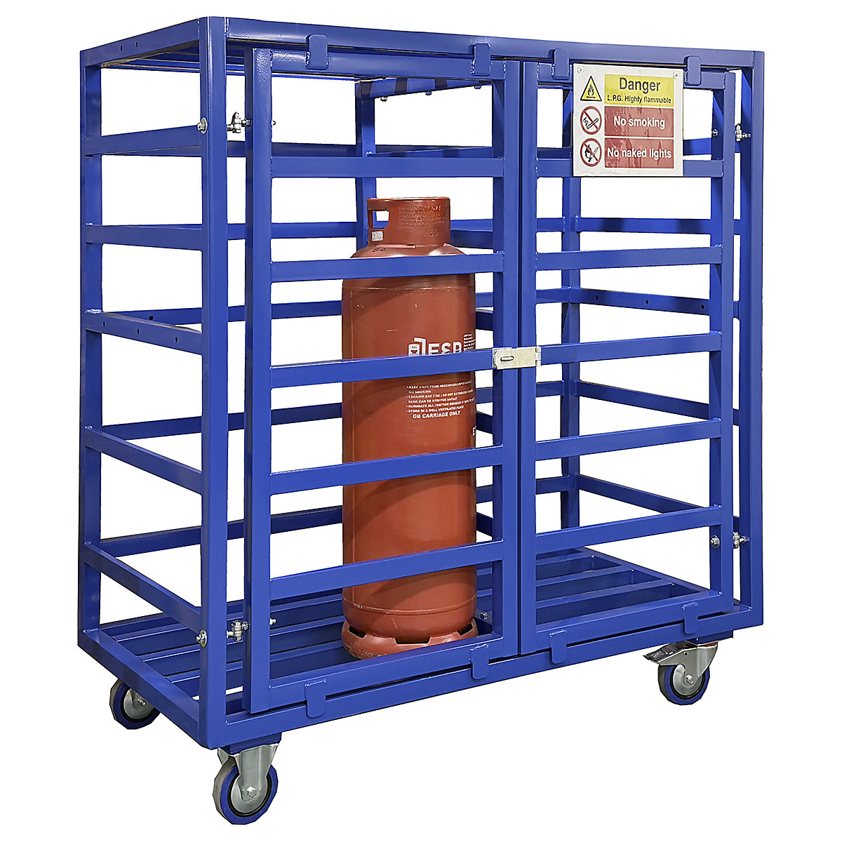 Mobile Gas Cylinder Cages, Mobile Gas Cylinder Cages, Mobile Gas Cylinder Cage | 1880h x 1820w x 910d mm | With Central Divider | Galvanised-5