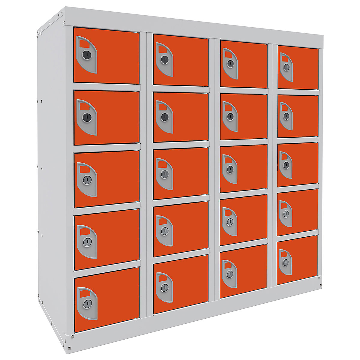 Mercian Dual Mobile Charging Lockers, Mercian Dual Mobile Charging Lockers, Mercian Dual USB & 3-Pin Charging Locker | 940h x 900w 380d mm | 5 Tiers, 20 Doors | Tangelo Orange-1