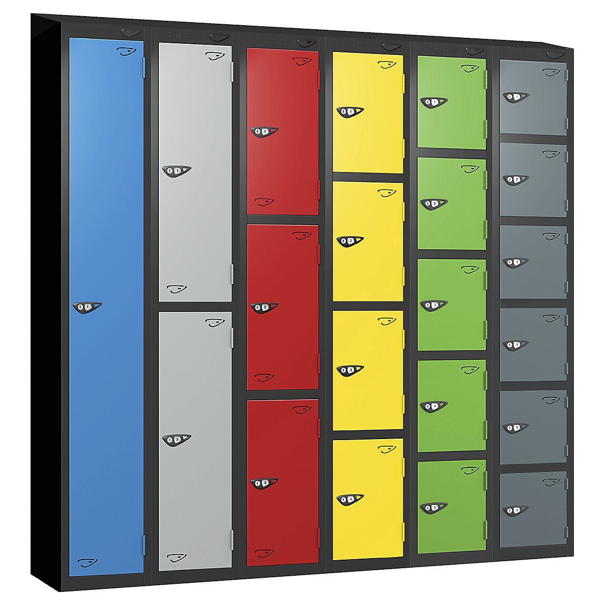 Pure Prime Sloping Top Metal Lockers | Jet Black Bioshell