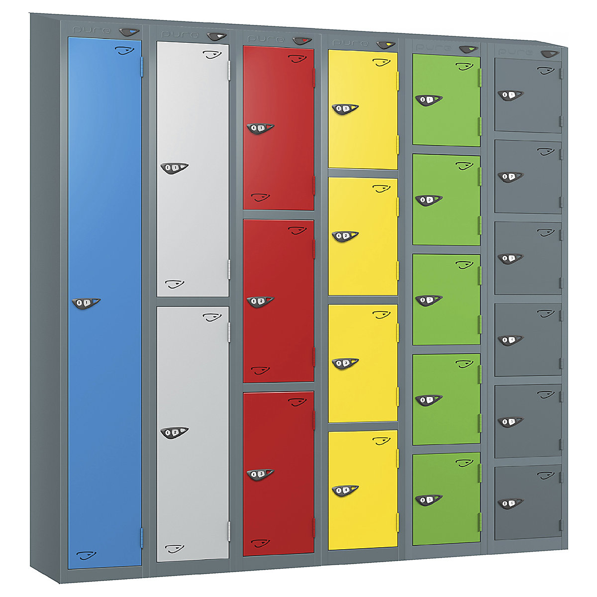 Pure Prime Sloping Top Metal Lockers | Slate Grey Bioshell