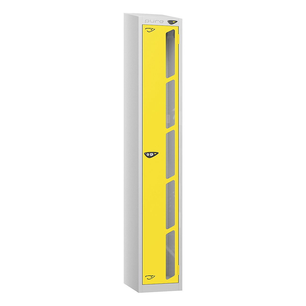 Pure Prime Sloping Top Vision Panel Locker | Pearl Silver Bioshell