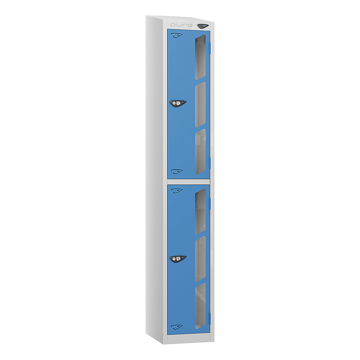 Pure Prime Sloping Top Vision Panel Locker | Pearl Silver Bioshell