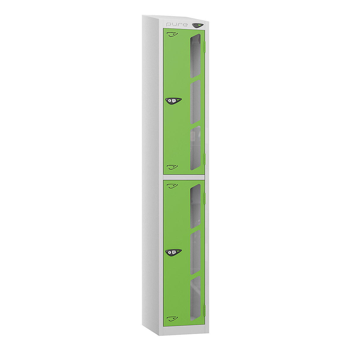 Pure Prime Sloping Top Vision Panel Locker | Pearl Silver Bioshell