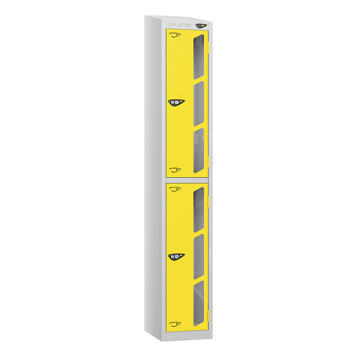 Pure Prime Sloping Top Vision Panel Locker | Pearl Silver Bioshell