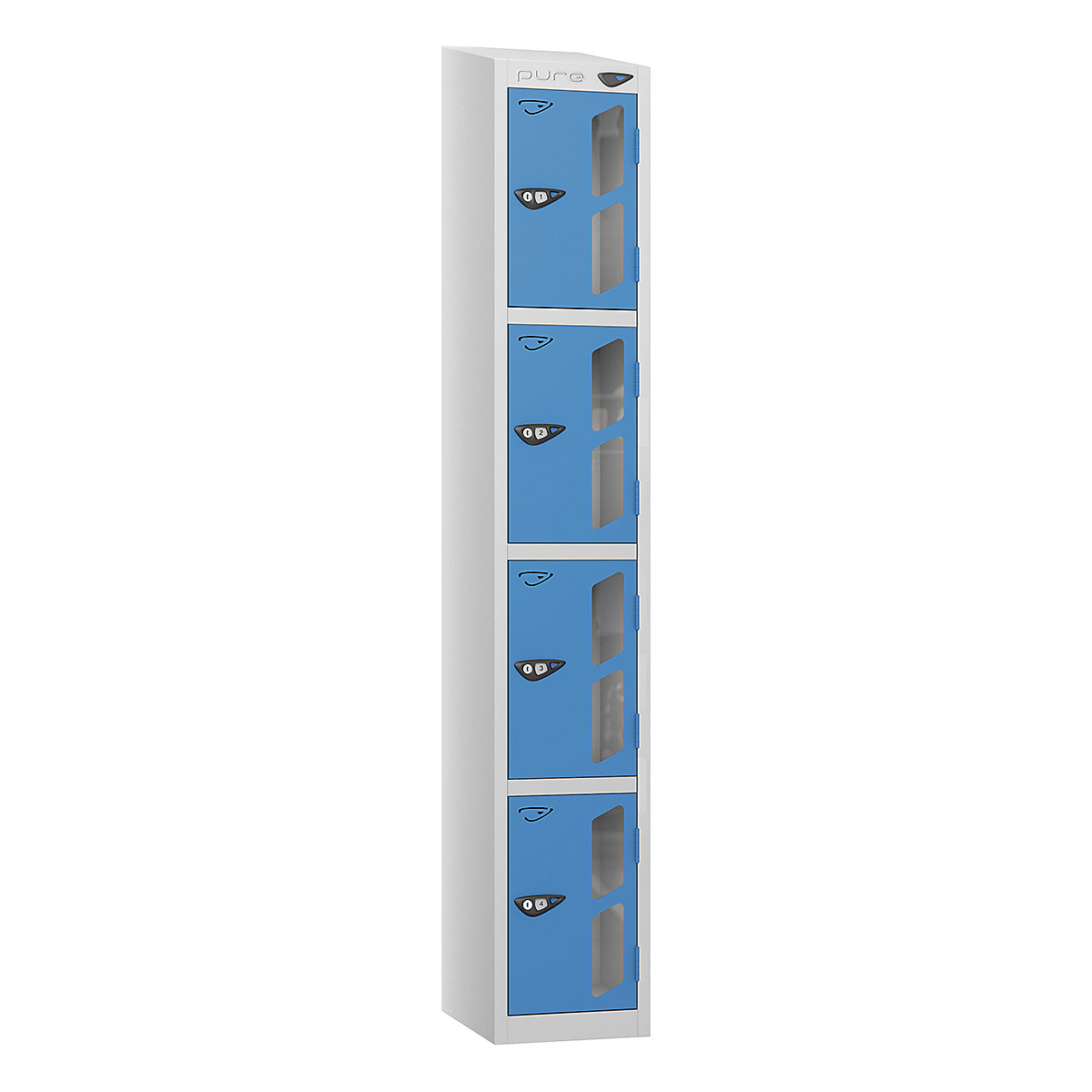 Pure Prime Sloping Top Vision Panel Locker | Pearl Silver Bioshell