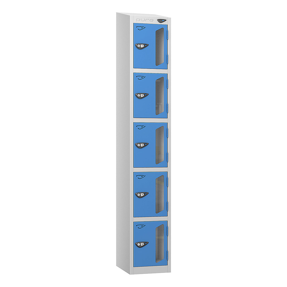 Pure Prime Sloping Top Vision Panel Locker | Pearl Silver Bioshell