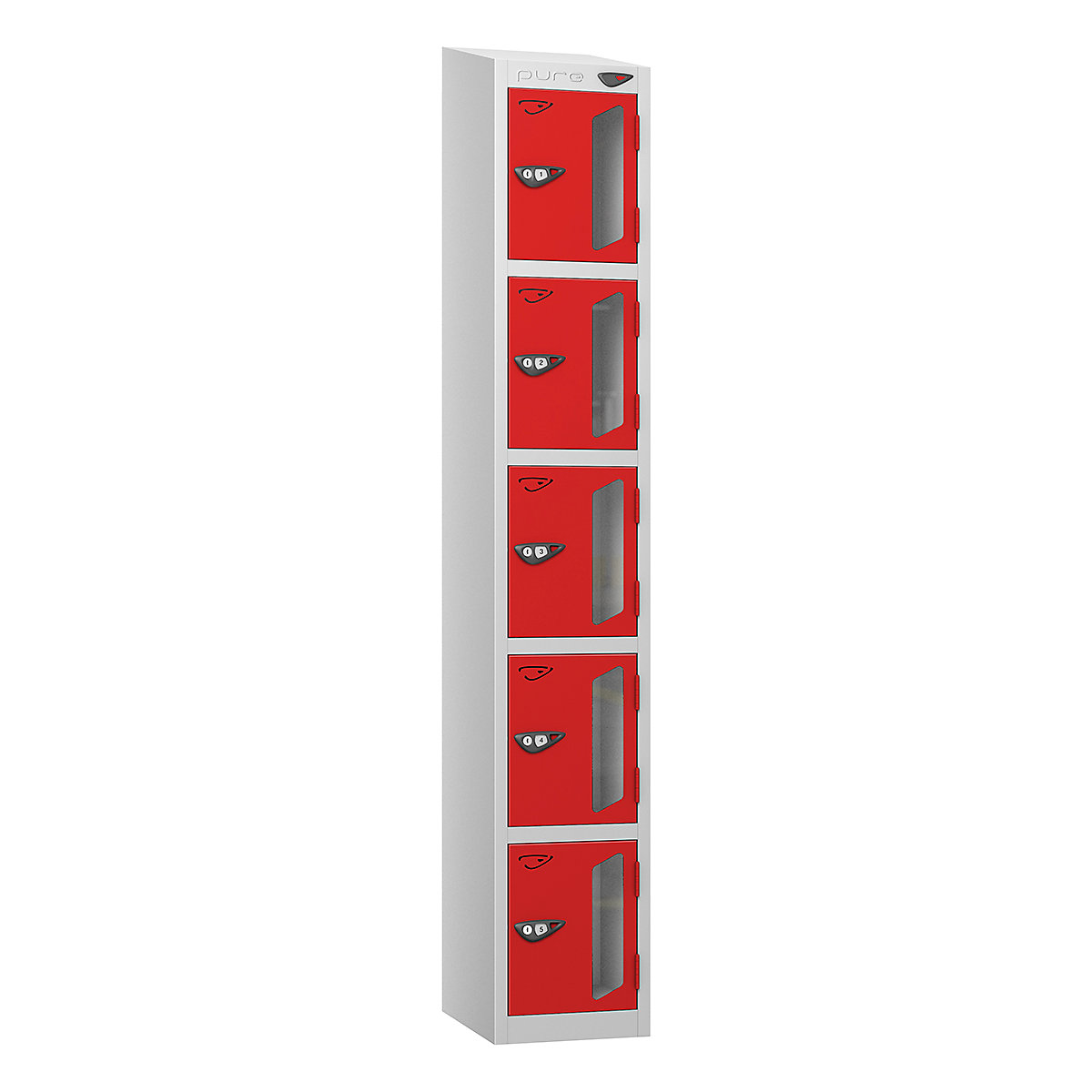 Pure Prime Sloping Top Vision Panel Locker | Pearl Silver Bioshell