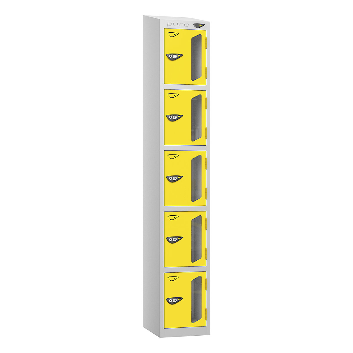Pure Prime Sloping Top Vision Panel Locker | Pearl Silver Bioshell