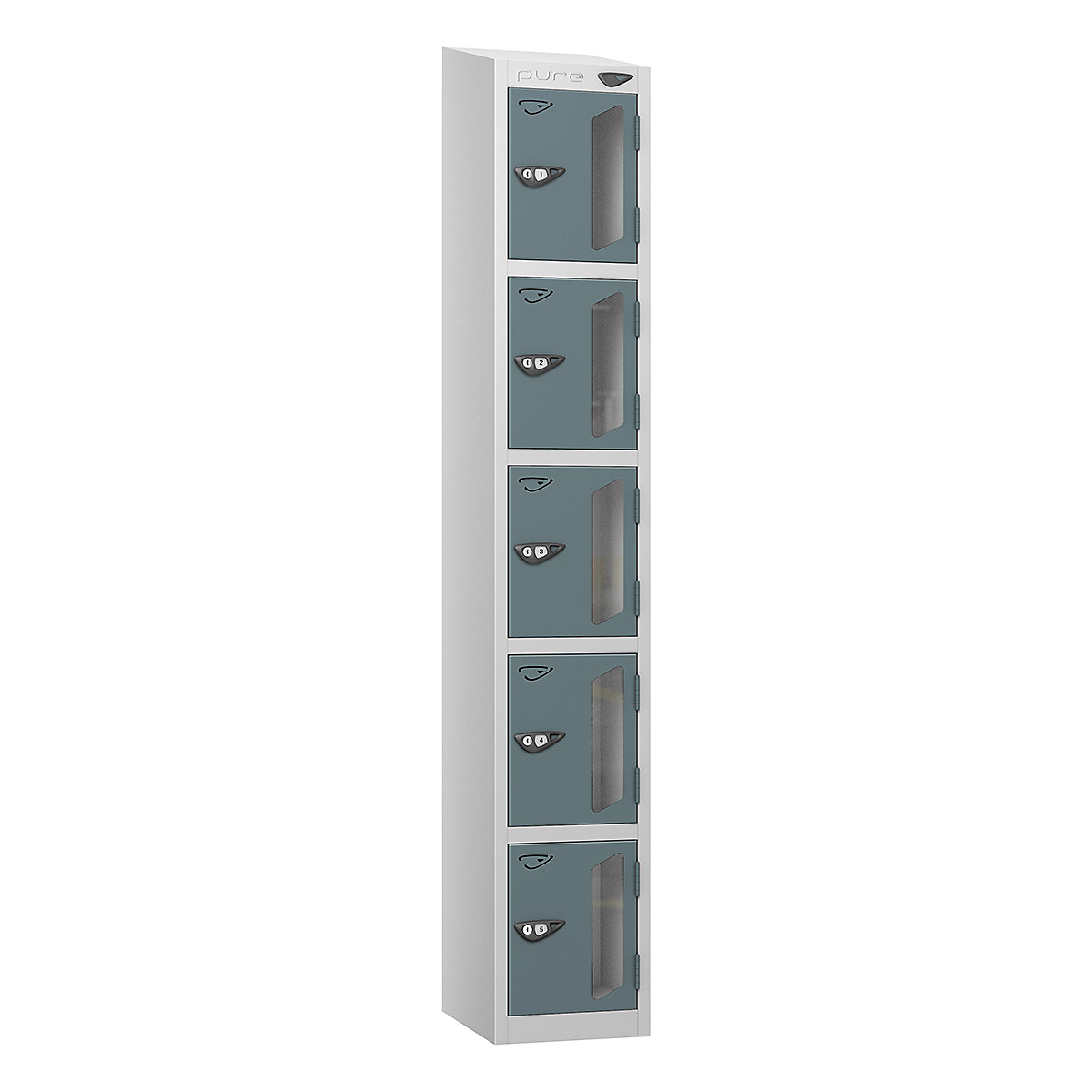 Pure Prime Sloping Top Vision Panel Locker | Pearl Silver Bioshell