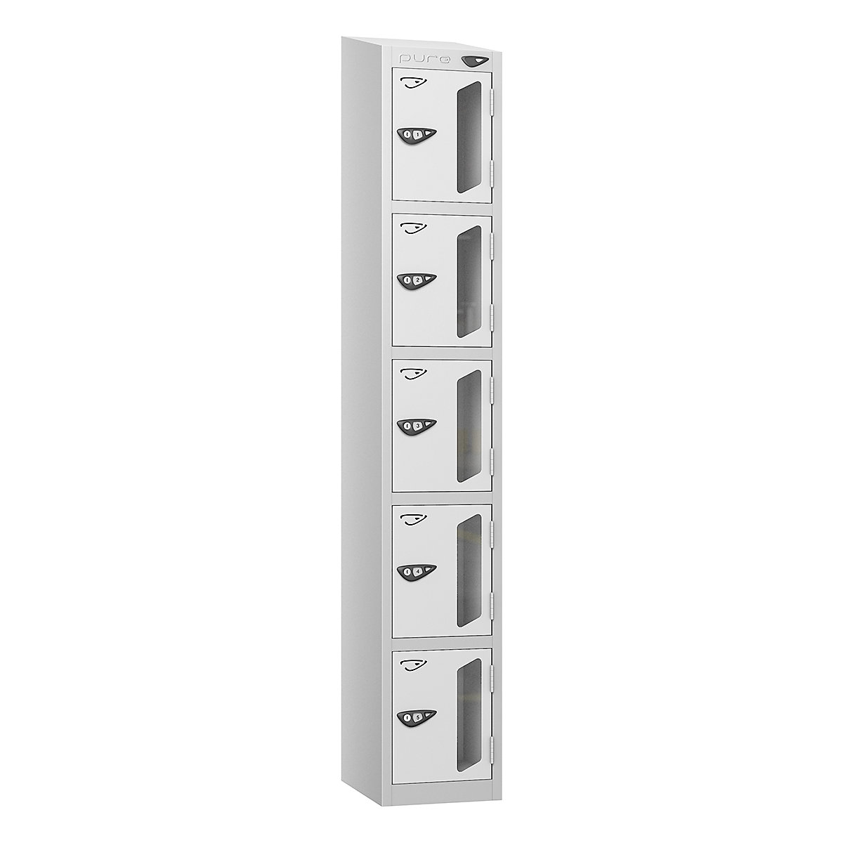 Pure Style Sloping Top Vision Panel Locker | Pearl Silver Bioshell