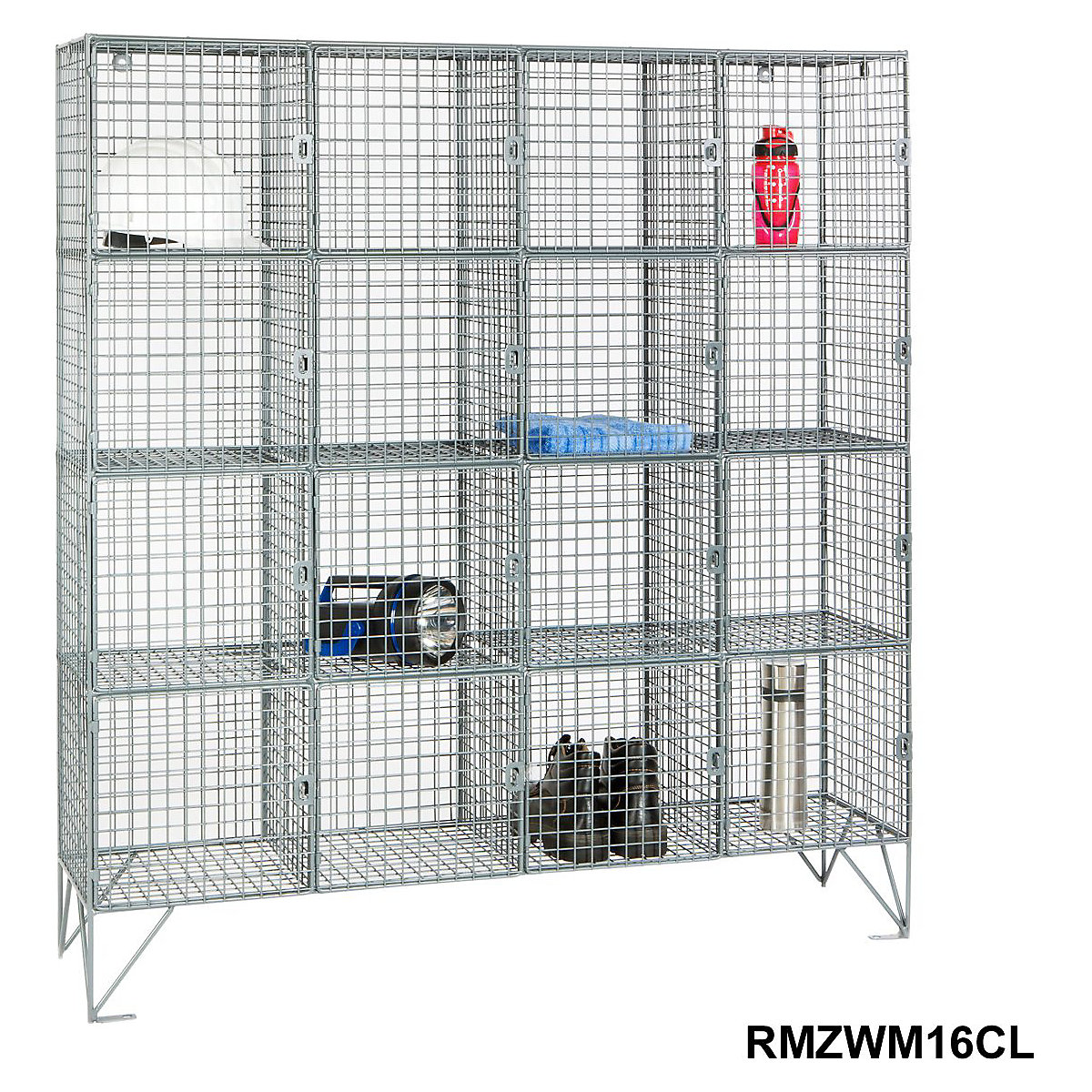 Zinc Wire Mesh Sixteen Compartment Lockers (Product illustration 2)-1