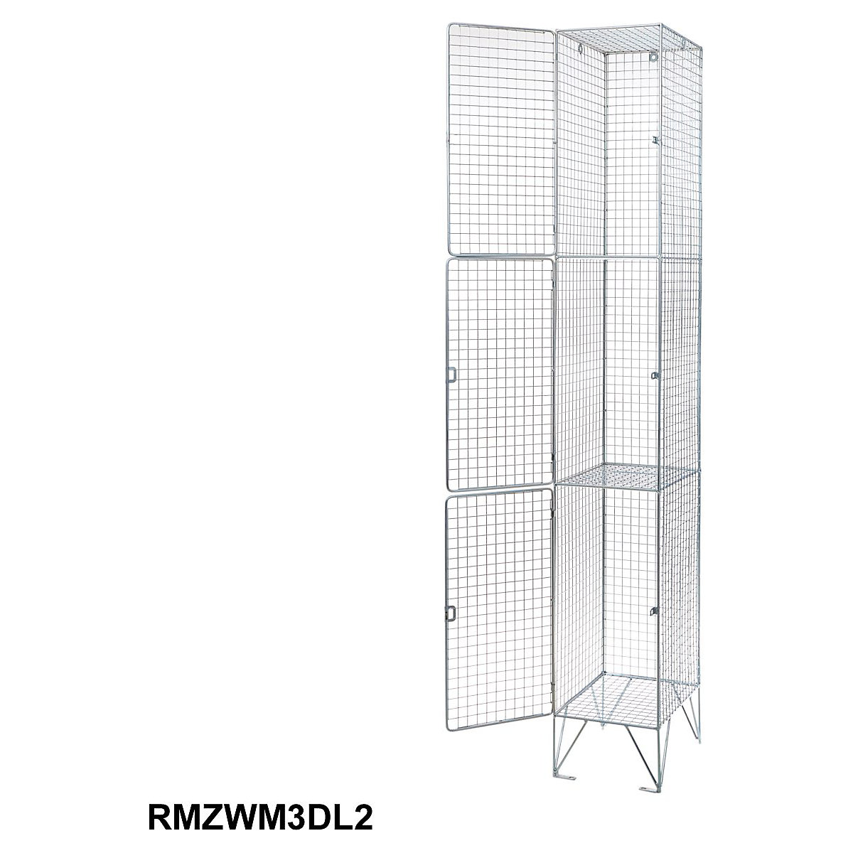 Zinc Wire Mesh Three Door Lockers (Product illustration 2)-1
