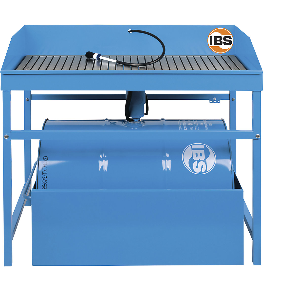 Aparelho de limpeza de peças profissional – IBS Scherer, conjunto completo com 200 l de produto de limpeza especial e cuba coletora, para bidão de 200 litros-0