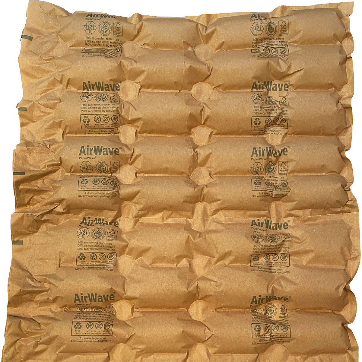 Pellicola per cuscini ad aria AirWave® in carta – terra, marrone, lunghezza 200 m, largh. x alt. 420 x 320 mm-1