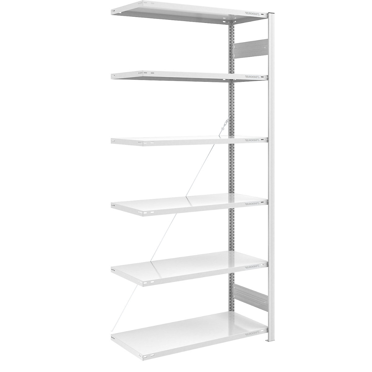 Magazynowy regał wtykowy, stojak regałowy w kolorze niebieskim, półki ocynkowane – eurokraft pro, wys. x szer. 2000 x 1000 mm, regał dodatkowy, szer. x gł. 1000 x 600 mm-59