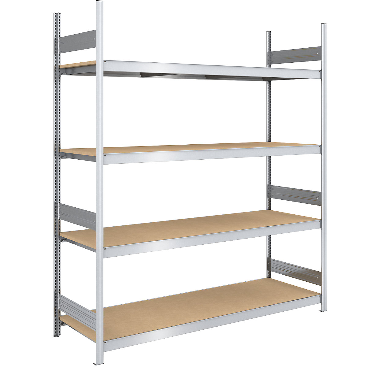 Regał wtykowy o dużej pojemności z półkami z płyty wiórowej – hofe