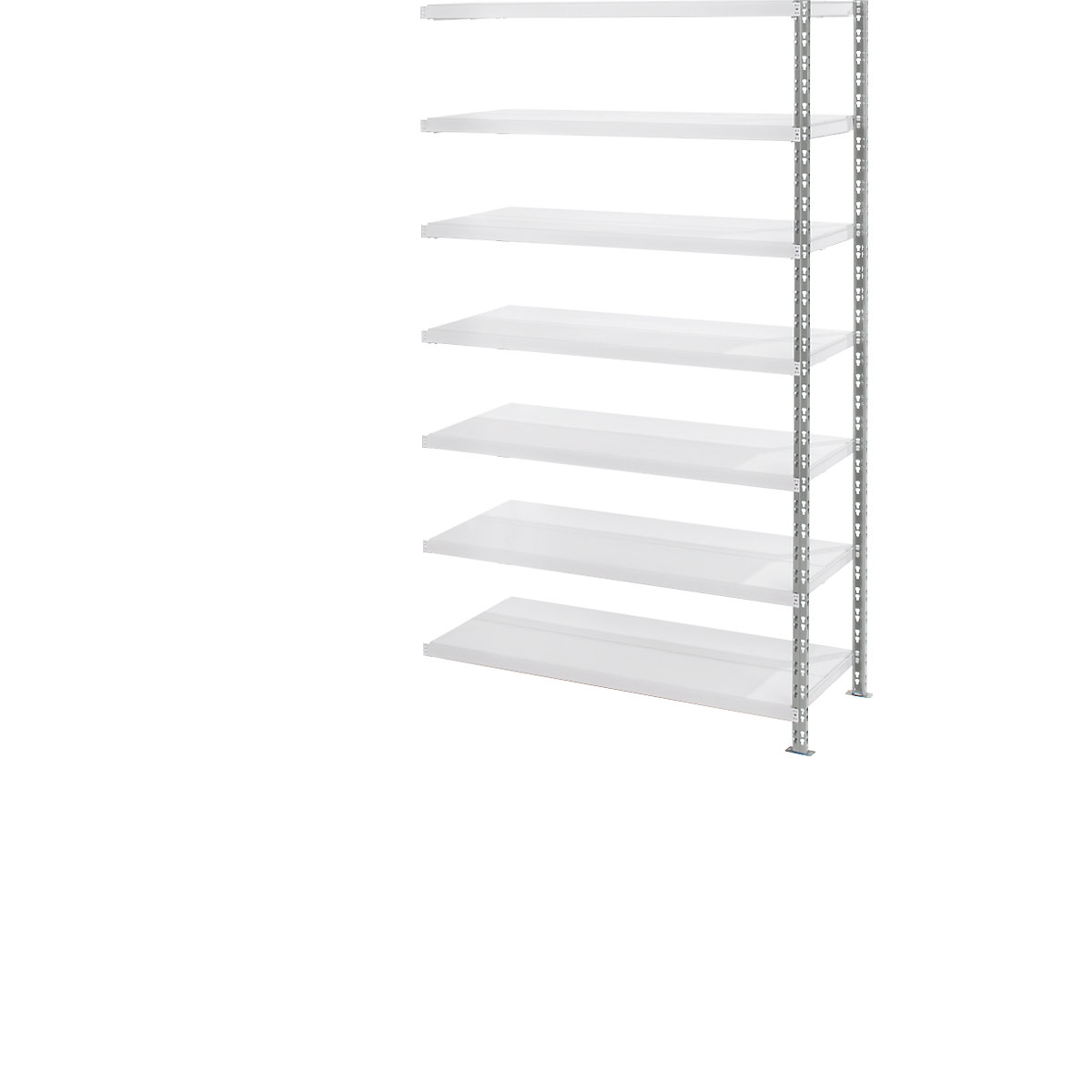 Regał wtykowy o dużych rozmiarach z półkami z blachy stalowej