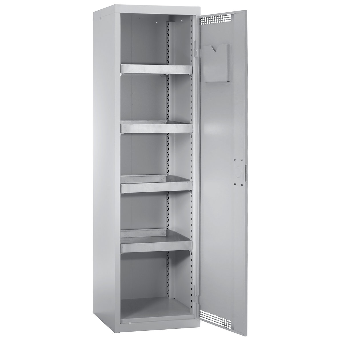 Armadio ecologico con ante forate, alt. x largh. x prof. 1800 x 500 x 500 mm, 4 ripiani a vasca, grigio chiaro / grigio chiaro-0