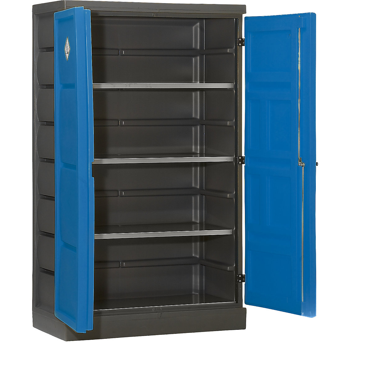 Armadio ecologico in PE – eurokraft pro, a 2 ante, ripiani in acciaio inox-0