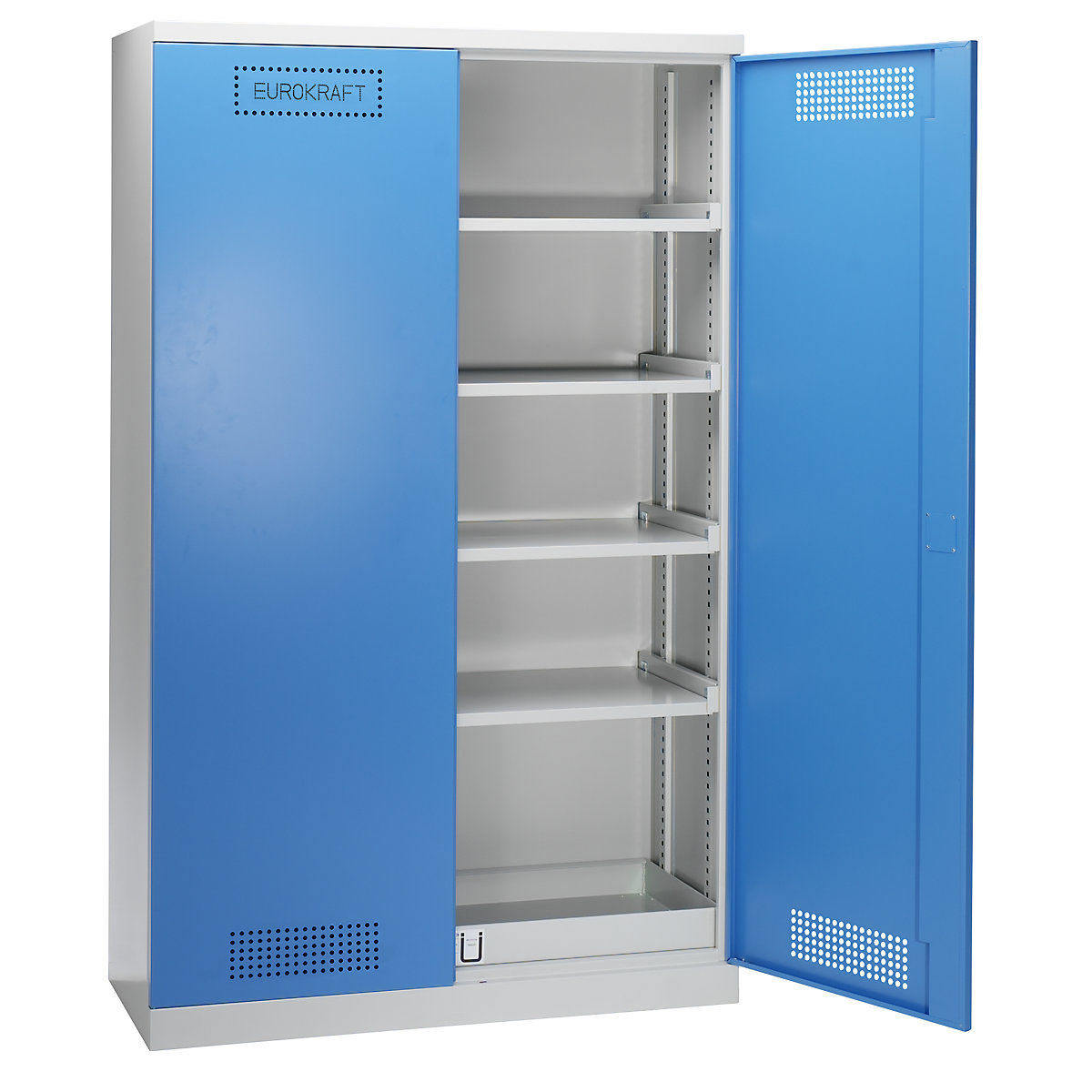 Armadio ecologico – eurokraft pro, vasca di raccolta, 4 ripiani verniciati, alt. x largh. x prof. 1950 x 1200 x 500 mm-0