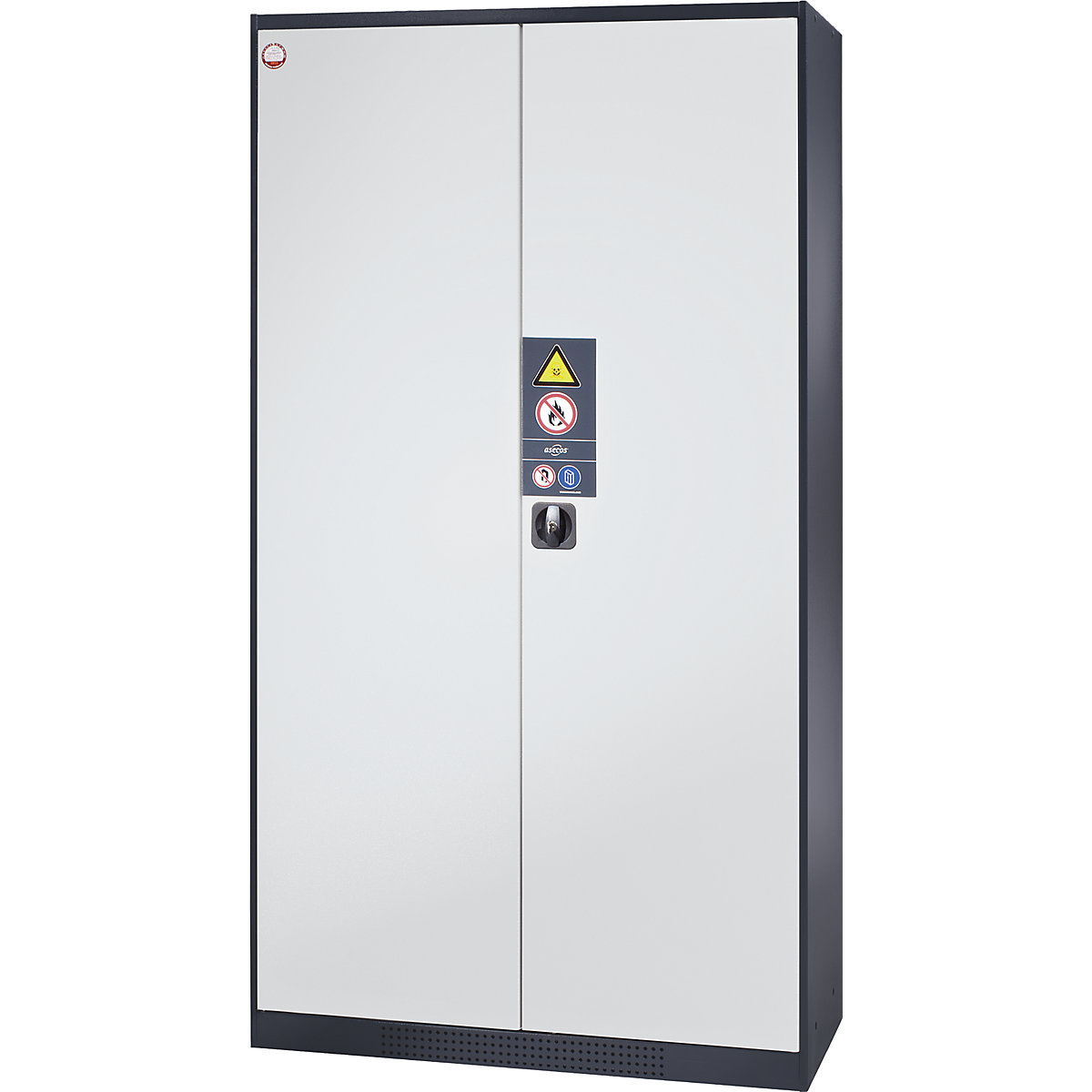 Armadio per sostanze chimiche – asecos, anta chiusa, 3 ripiani, grigio chiaro-0