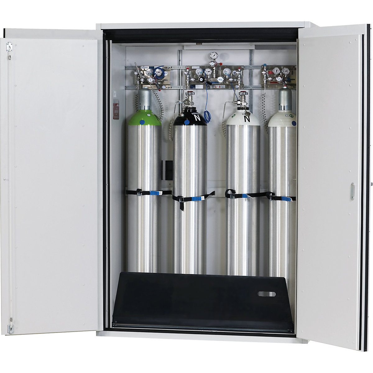 Armadio ignifugo per bombole di gas compresso G90 – asecos, da immagazzinare all'interno degli spazi di lavoro, per 4 bombole da 50 l, larghezza esterna 1400 mm-0