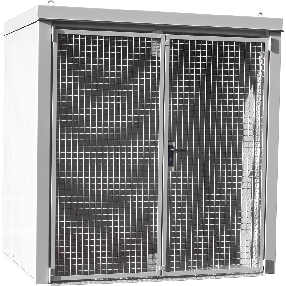 Container per bombole di gas, antincendio – eurokraft pro, per 35 bombole con Ø 230 mm, bianco-0
