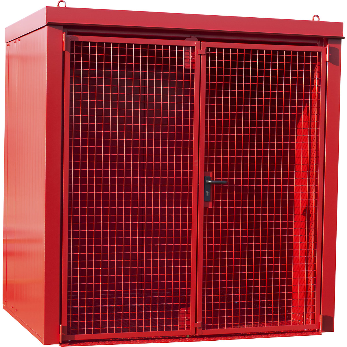 Container per bombole di gas, antincendio – eurokraft pro, per 35 bombole con Ø 230 mm, rosso-0