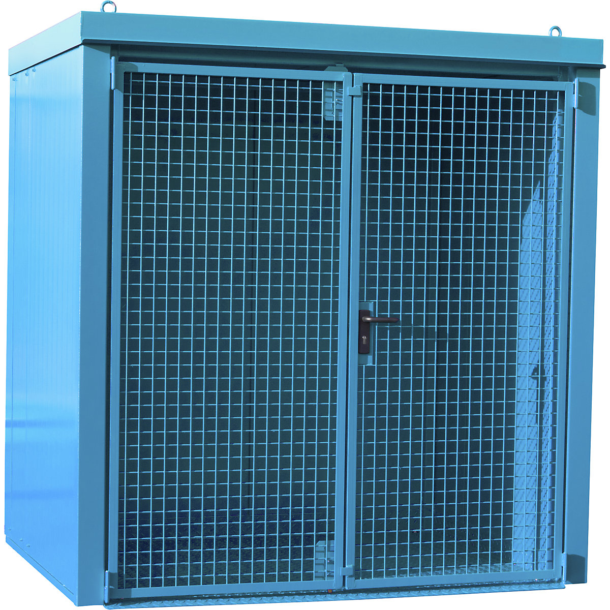 Container per bombole di gas, antincendio – eurokraft pro, per 35 bombole con Ø 230 mm, blu-0