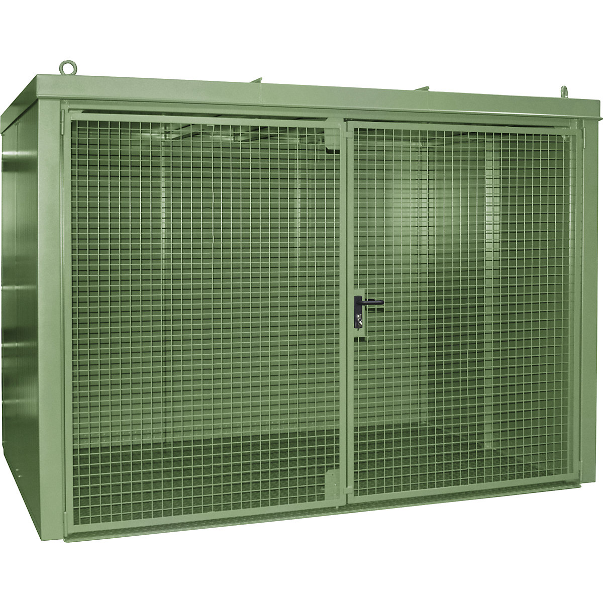 Container per bombole di gas, antincendio – eurokraft pro, per 96 bombole con Ø 230 mm, verde-0