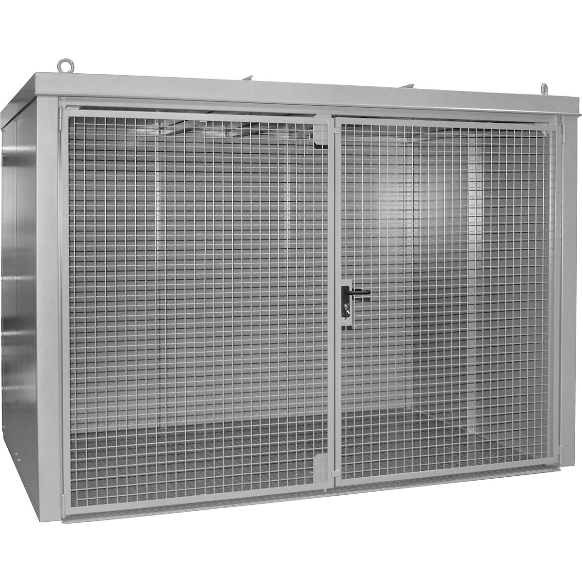 Container per bombole di gas, antincendio – eurokraft pro, per 96 bombole con Ø 230 mm, grigio-0