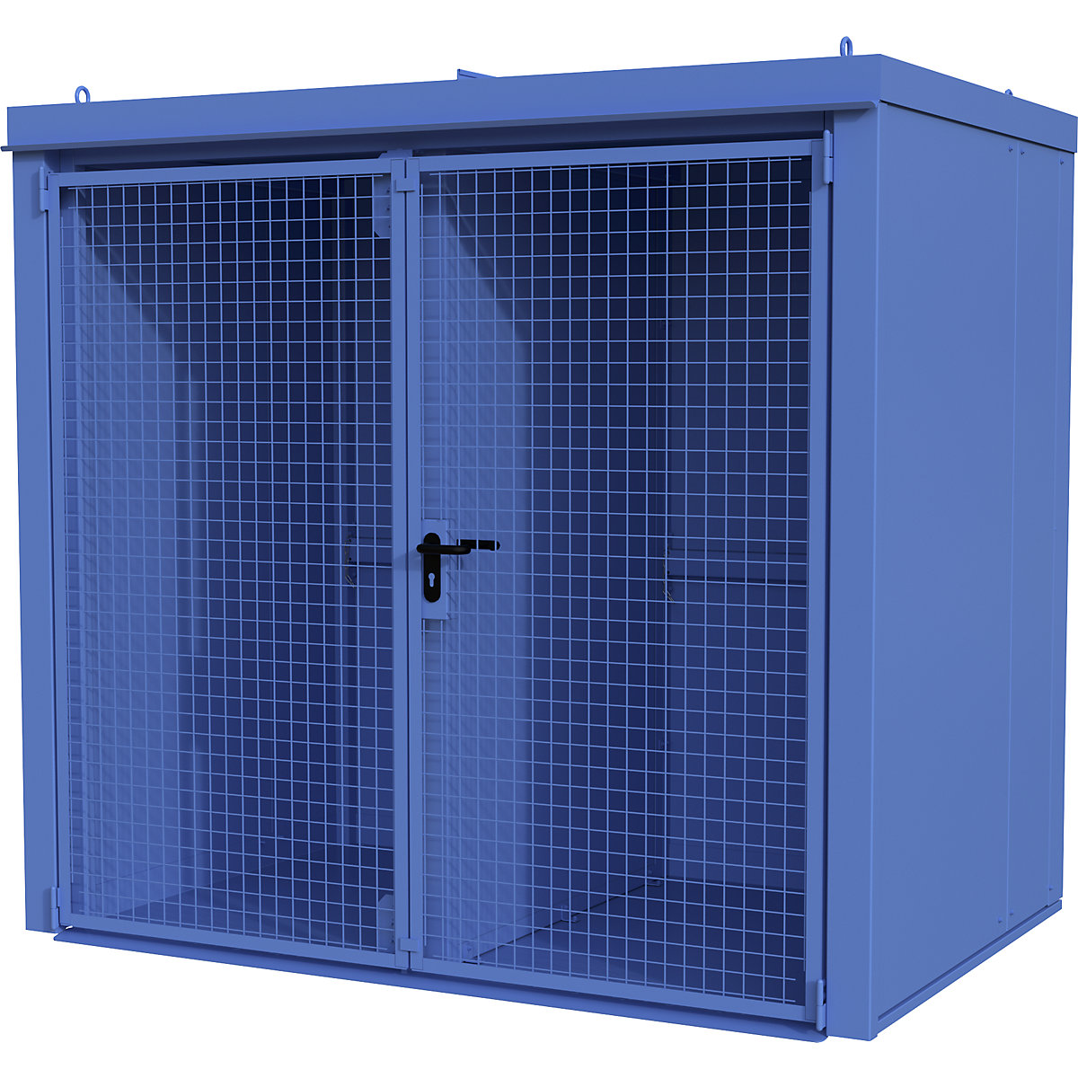 Container per bombole di gas con parete divisoria, antincendio – eurokraft pro, per 45 bombole con Ø 230 mm, blu-0