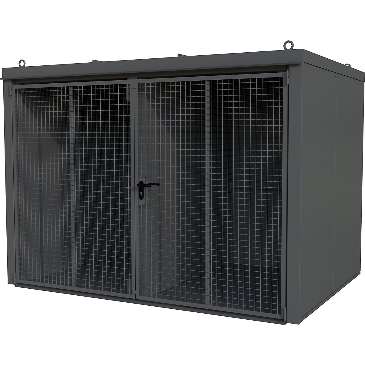 Container per bombole di gas con parete divisoria, antincendio – eurokraft pro, per 96 bombole con Ø 230 mm, grigio-0