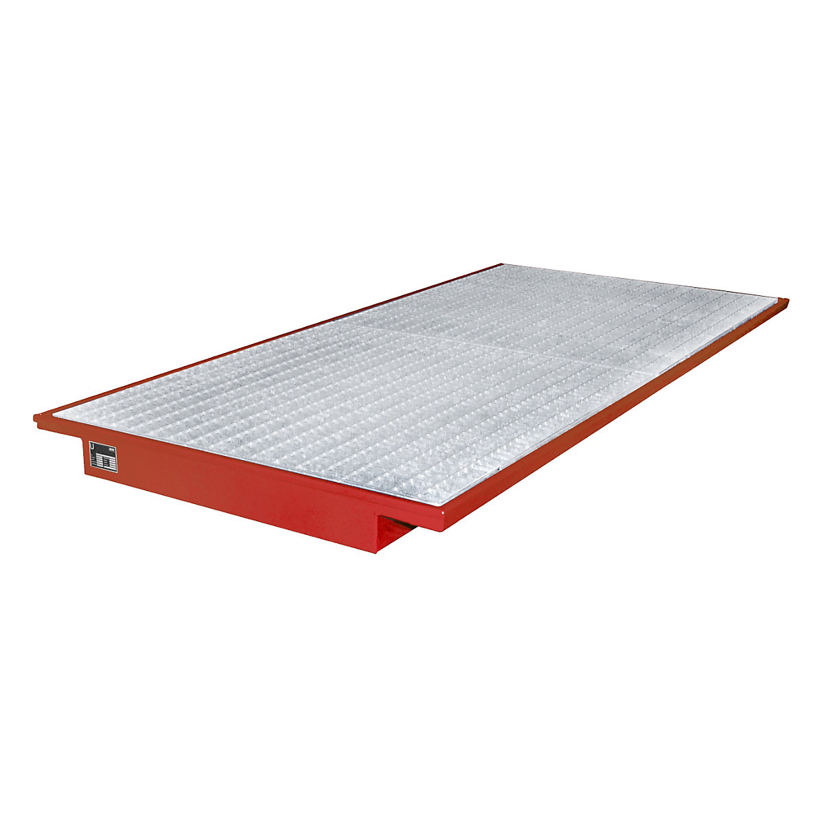 Ripiano a vasca – eurokraft pro, con griglia zincata, lungh. x largh. 2650 x 1250 / 915 mm, verniciatura in rosso-0