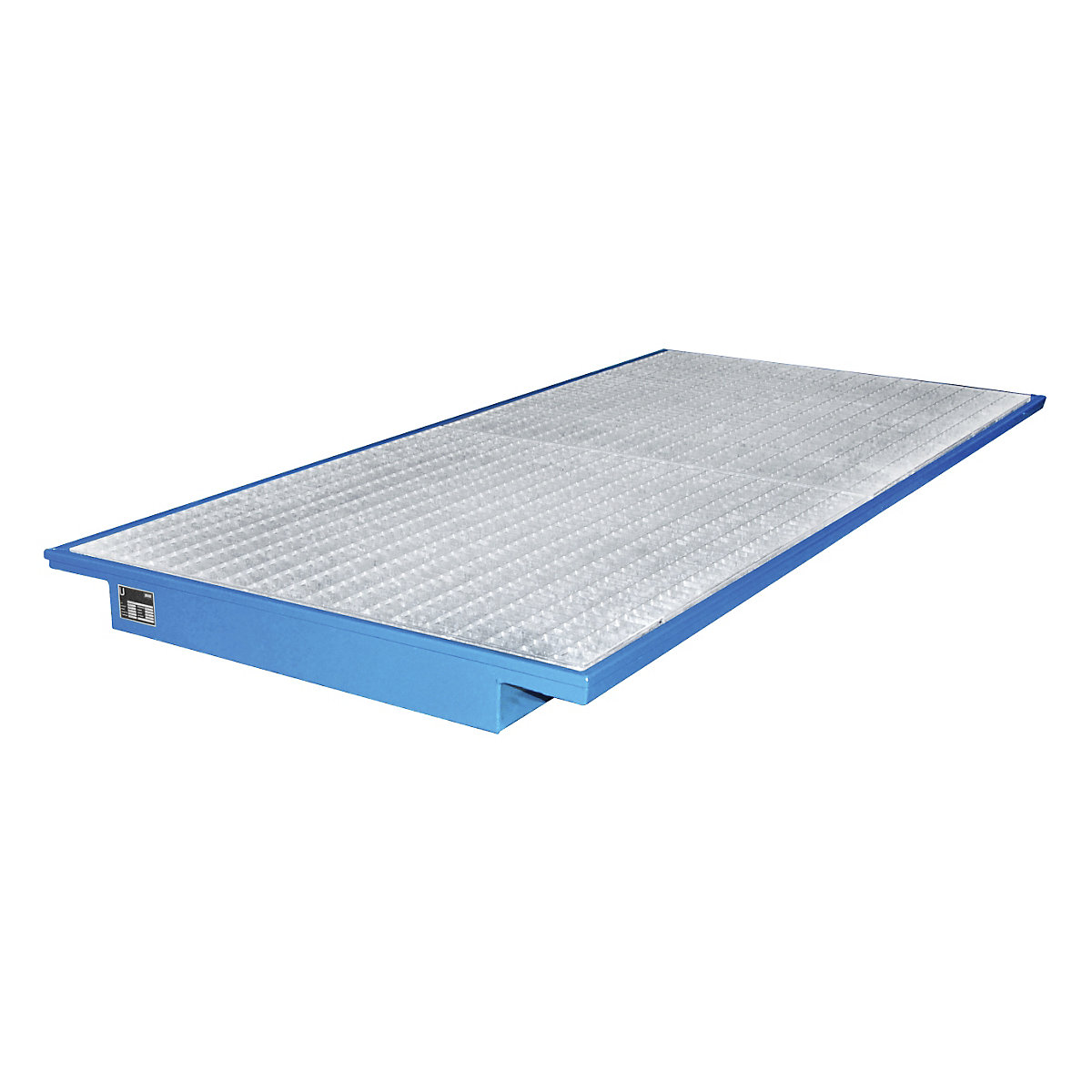 Ripiano a vasca – eurokraft pro, con griglia zincata, lungh. x largh. 2650 x 1250 / 915 mm, verniciatura in blu-0