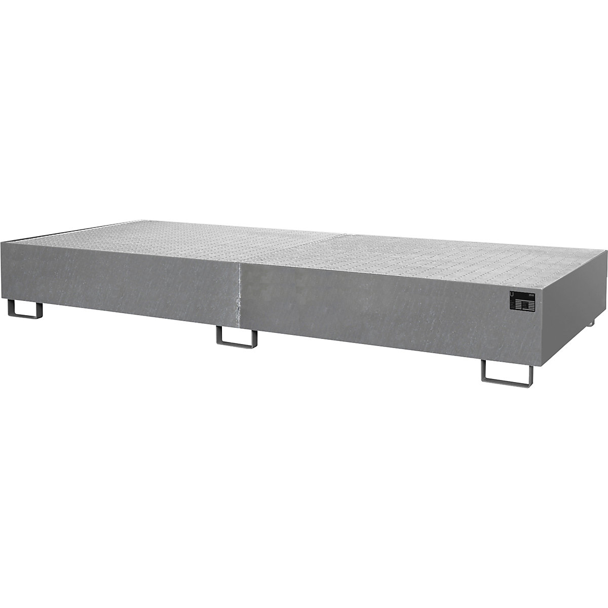 Vasca d'appoggio per scaffali – eurokraft pro, capacità 540 l, lungh. x largh. x alt. 3250 x 1300 x 265 mm, con griglia, zincatura a fuoco-0