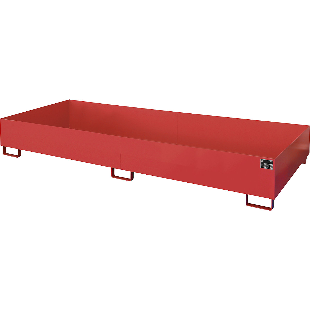 Vasca d'appoggio per scaffali – eurokraft pro, capacità 540 l, lungh. x largh. x alt. 3250 x 1300 x 265 mm, senza griglia, rosso fuoco-0