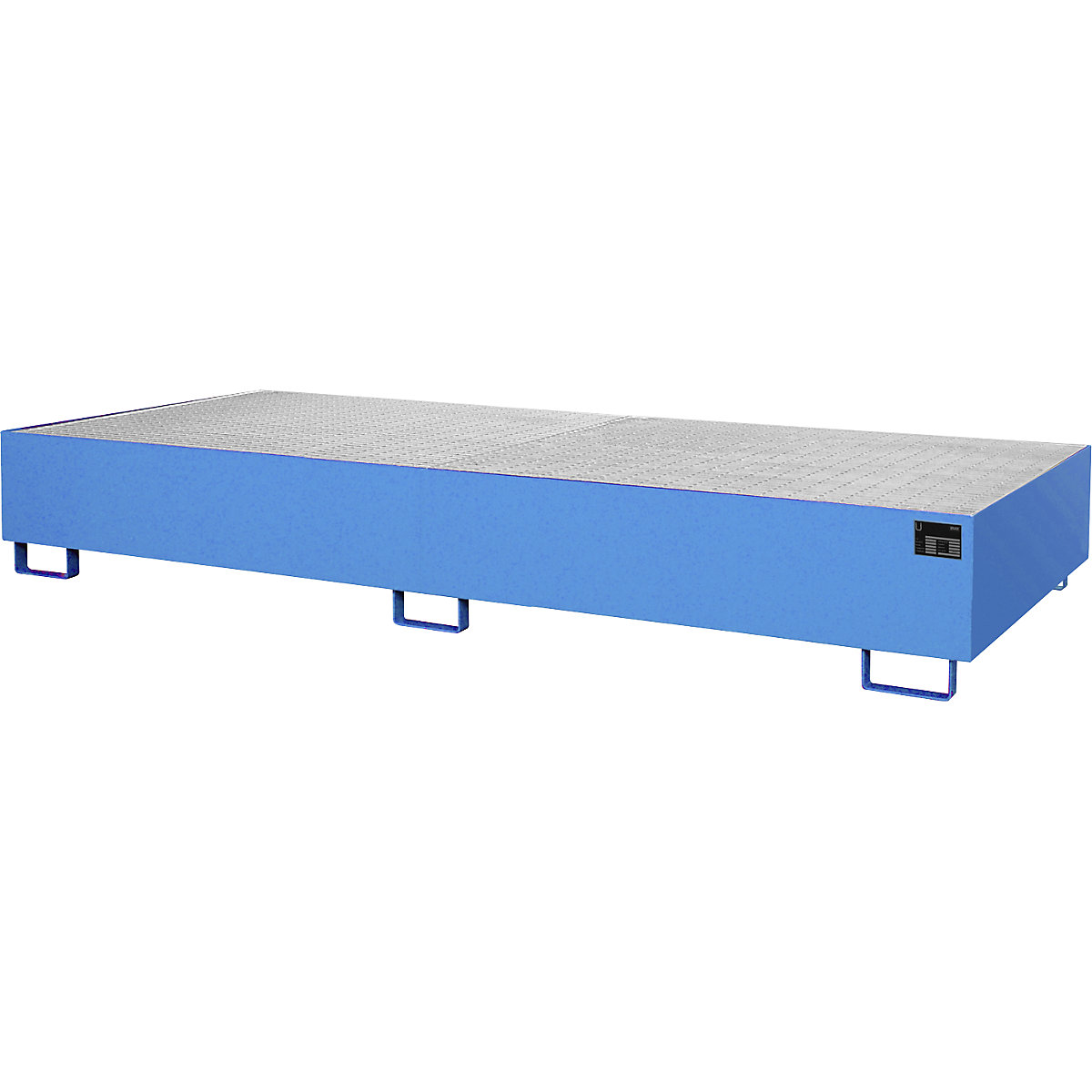 Vasca d'appoggio per scaffali – eurokraft pro, capacità 540 l, lungh. x largh. x alt. 3250 x 1300 x 265 mm, con griglia, blu chiaro-0