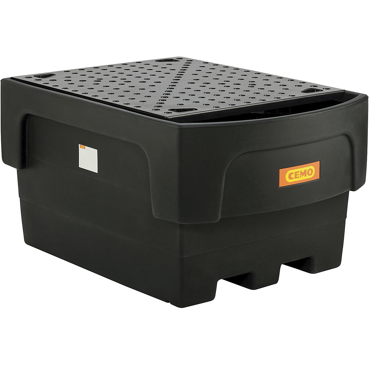Vasca di raccolta in PE per serbatoi IBC/KTC – CEMO, per 1 contenitore ausiliario per travasi IBC/KTC, con pannello forato in PE-0