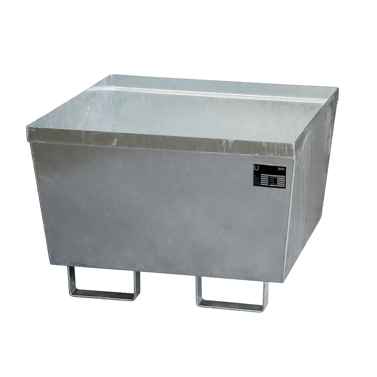Vasca di raccolta in acciaio con bordo profilato – eurokraft pro, lungh. x largh. x alt. 800 x 800 x 545 mm, senza griglia, zincatura a fuoco-0