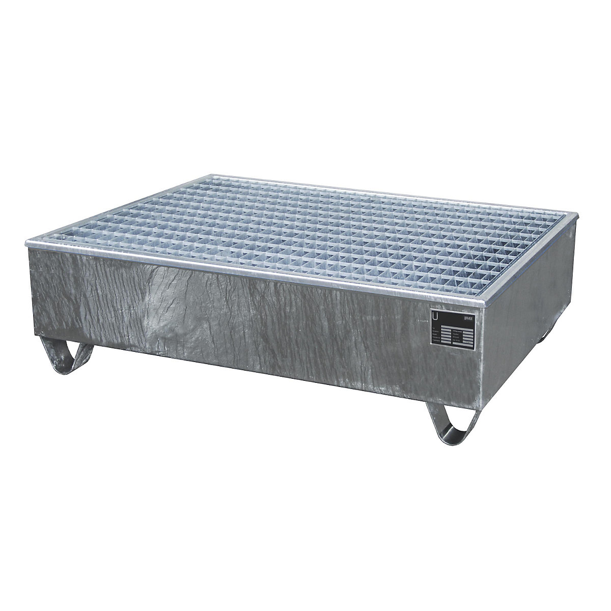 Vasca di raccolta in acciaio con inserto in PE – eurokraft pro, per fusti da 200 l, lungh. x largh. x alt. 1215 x 815 x 365 mm, con zincatura-0