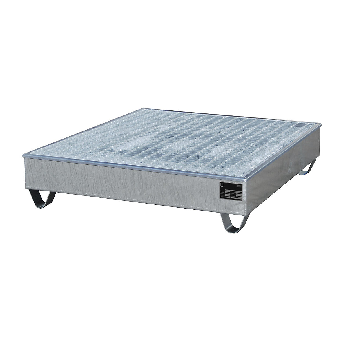 Vasca di raccolta in acciaio con inserto in PE – eurokraft pro, per fusti da 200 l, lungh. x largh. x alt. 1215 x 1215 x 290 mm, con zincatura-0