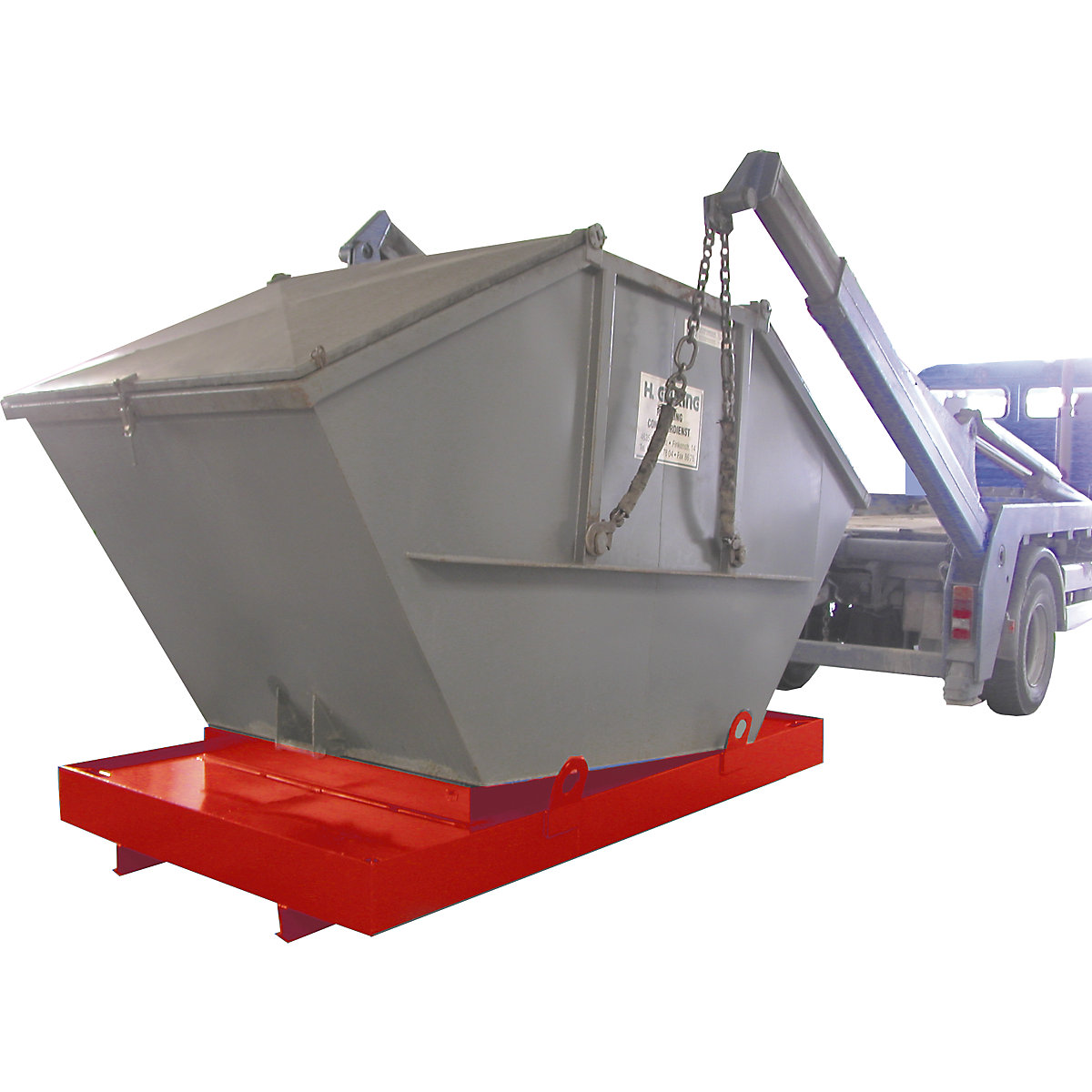 Vasca di raccolta per container da appoggio – eurokraft pro, per container da appoggio, capacità di raccolta 850 l, rosso-0